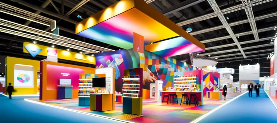 استفاده از رنگها و عناصر بصری جذاب در غرفه نمایشگاه